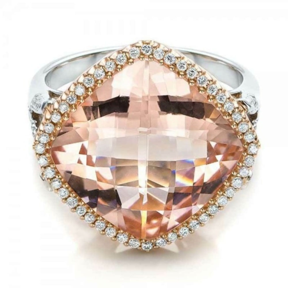 Elegant 925 Silver Rings Champagne Topaz Ring New - Picture 4 of 5